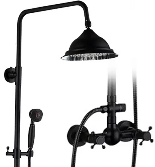 8" retro douchezuil - Met douchekop - Hoogte verstelbaar van 80 tot 120 cm