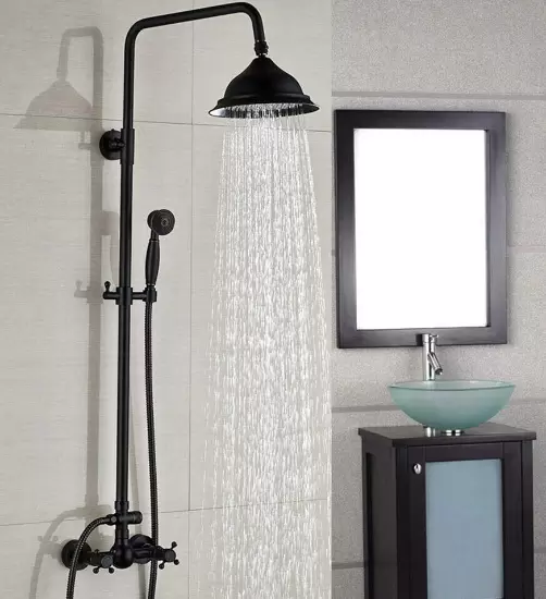 8" retro douchezuil - Met douchekop - Hoogte verstelbaar van 80 tot 120 cm