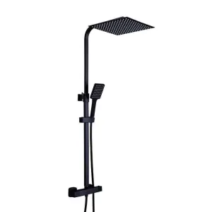 Système de douche avec thermostat noir - Barre de douche en acier inoxydable - Robinet thermostatique en cuivre pour salle de bain