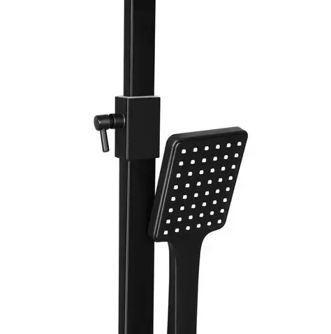 Système de douche avec thermostat noir - Barre de douche en acier inoxydable - Robinet thermostatique en cuivre pour salle de bain