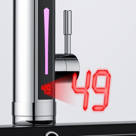 Robinet électrique avec résistance de 3 kW - Affichage de la température par LED - Acier inoxydable - Orientable à 360