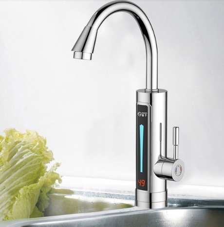Robinet électrique avec résistance de 3 kW - Affichage de la température par LED - Acier inoxydable - Orientable à 360
