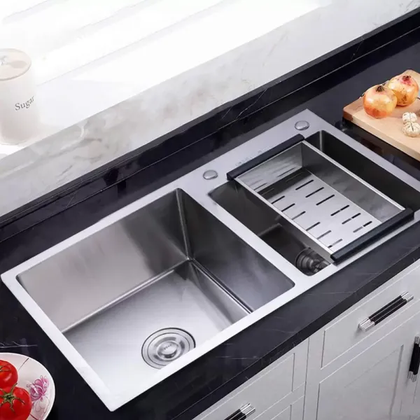 Sous-comptoir multifonctionnel et évier encastré Évier de cuisine à 2 bacs avec vidange, évier de cuisine en acier inoxydable avec trop-plein et ensemble de vidange Sous-comptoir multifonctionnel et évier encastré Évier de cuisine à 2 bacs avec vidange, évier de cuisine en acier inoxydable avec trop-plein et ensemble de vidange