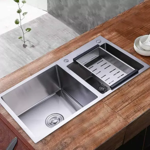 Sous-comptoir multifonctionnel et évier encastré Évier de cuisine à 2 bacs avec vidange, évier de cuisine en acier inoxydable avec trop-plein et ensemble de vidange Sous-comptoir multifonctionnel et évier encastré Évier de cuisine à 2 bacs avec vidange, évier de cuisine en acier inoxydable avec trop-plein et ensemble de vidange