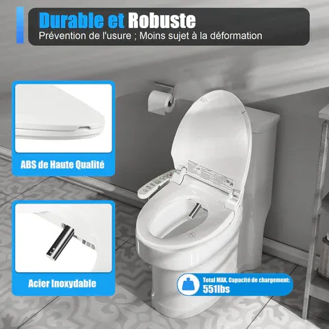 Abattant de WC de qualité supérieure - Blanc - Antibactérien - Siège électrique chauffant - Double Nozzles Hygiénique Washing