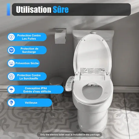 Abattant de WC de qualité supérieure - Blanc - Antibactérien - Siège électrique chauffant - Double Nozzles Hygiénique Washing