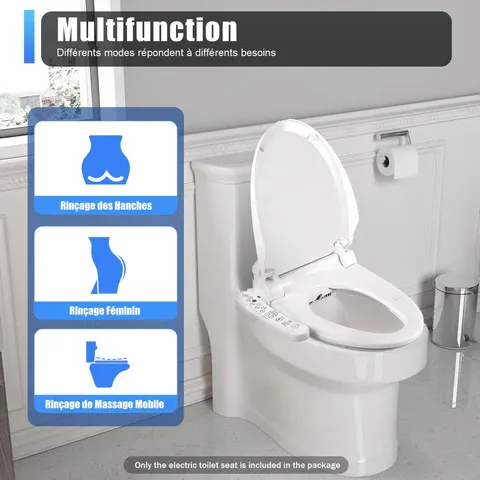 Abattant de WC de qualité supérieure - Blanc - Antibactérien - Siège électrique chauffant - Double Nozzles Hygiénique Washing
