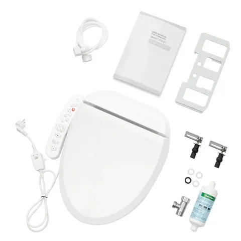 Abattant de WC de qualité supérieure - Blanc - Antibactérien - Siège électrique chauffant - Double Nozzles Hygiénique Washing