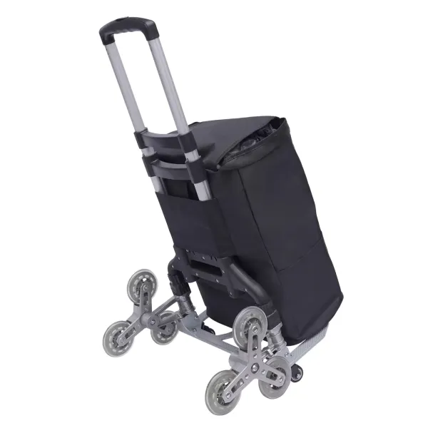 Chariot d'escalier pliable en aluminium avec 10 roues Noir Hauteur réglable