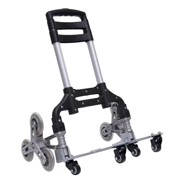 Chariot d'escalier pliable en aluminium avec 10 roues Noir Hauteur réglable