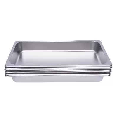 Set van 6 stapelbare roestvrijstalen containers 1/1 - Voor rechthoekige gastronomie