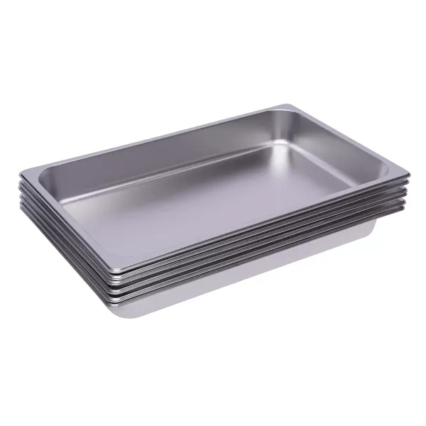 Lot de 6 récipients en acier inoxydable empilables 1/1 - Pour gastronomie rectangulaire