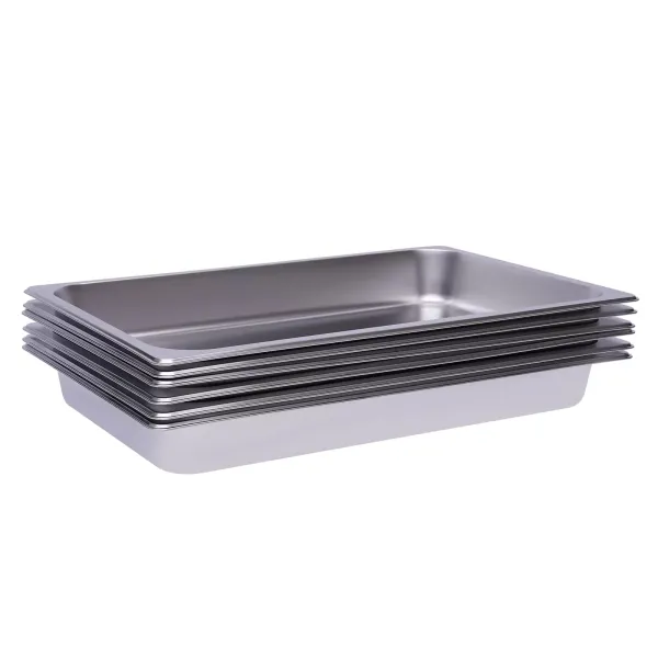 Lot de 6 récipients en acier inoxydable empilables 1/1 - Pour gastronomie rectangulaire