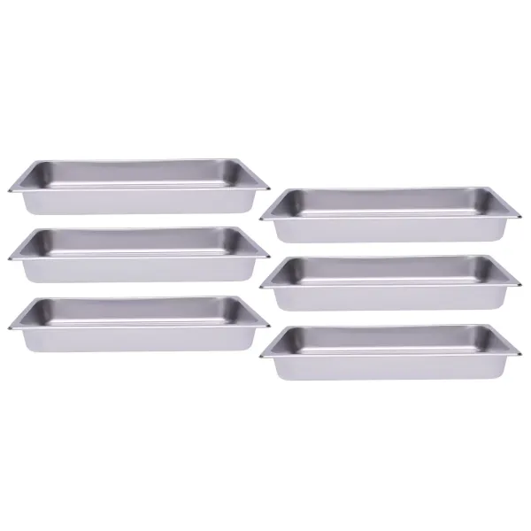 Lot de 6 récipients en acier inoxydable empilables 1/1 - Pour gastronomie rectangulaire