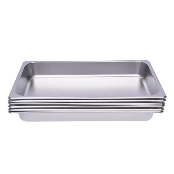 Lot de 6 récipients en acier inoxydable empilables 1/1 - Pour gastronomie rectangulaire