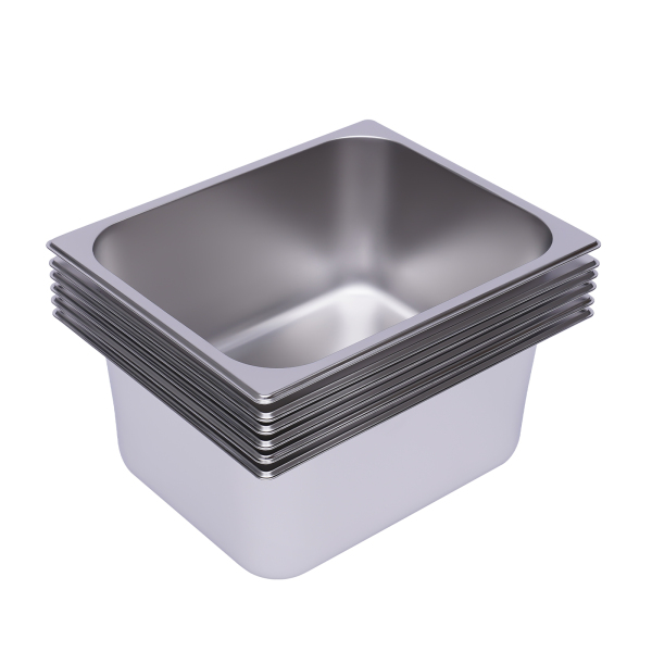 Lot de 6 casseroles de table à vapeur de 6 pouces de profondeur pour restaurant, poêle d'hôtel commerciale en acier inoxydable de calibre 201, acier inoxydable 201