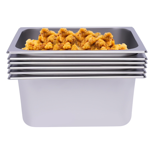 Lot de 6 casseroles de table à vapeur de 6 pouces de profondeur pour restaurant, poêle d'hôtel commerciale en acier inoxydable de calibre 201, acier inoxydable 201