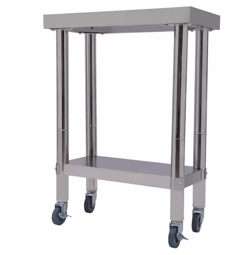2-laags roestvrijstalen werktafel, roestvrijstalen werktafel, tafel voor voedselbereiding, met plank