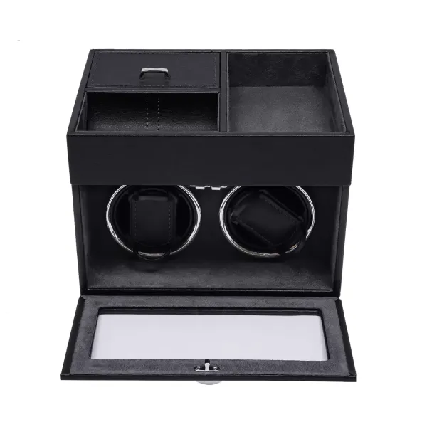 Remontoir automatique de luxe pour 2 montres Watch Winder Boîte de montre automatique Noir pour rangement de montres, Noir