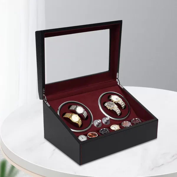 Remontoir automatique pour montres Moteur silencieux PU Boîtier de montre pour vitrine