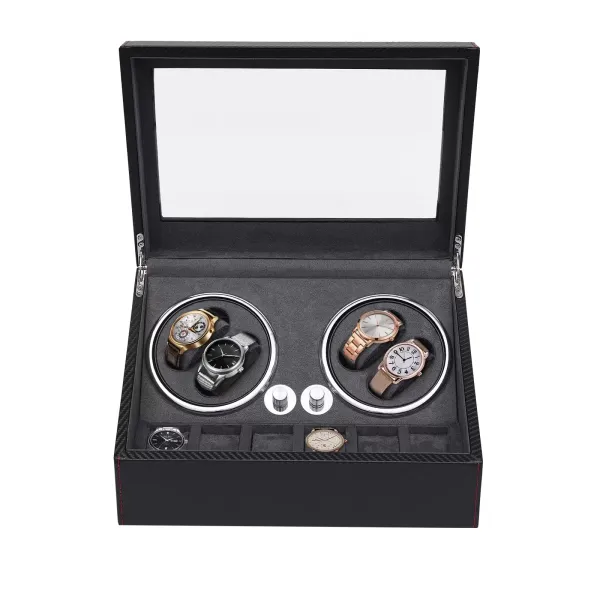 Remontoir automatique pour 4+6 chronomètres, moteur silencieux, boîtier en PU pour vitrine de montre
