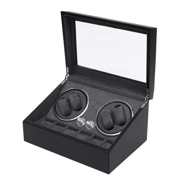Remontoir automatique pour 4+6 chronomètres, moteur silencieux, boîtier en PU pour vitrine de montre
