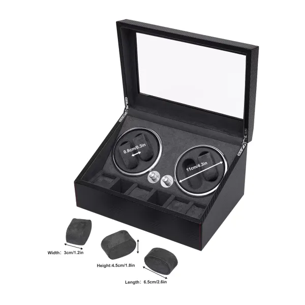Remontoir automatique pour 4+6 chronomètres, moteur silencieux, boîtier en PU pour vitrine de montre