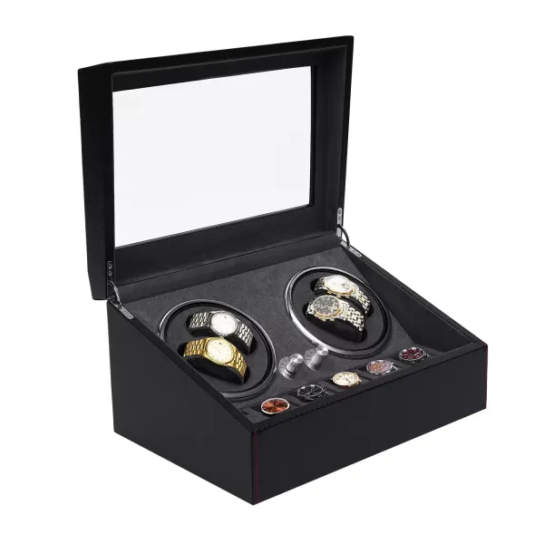 Remontoir automatique pour 4+6 chronomètres, moteur silencieux, boîtier en PU pour vitrine de montre