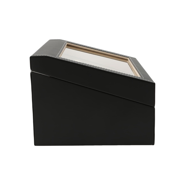 Remontoir de montre en cuir et bois à Rotation automatique 4 + 6, boîte de rangement noire