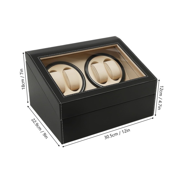 Remontoir de montre en cuir et bois à Rotation automatique 4 + 6, boîte de rangement noire