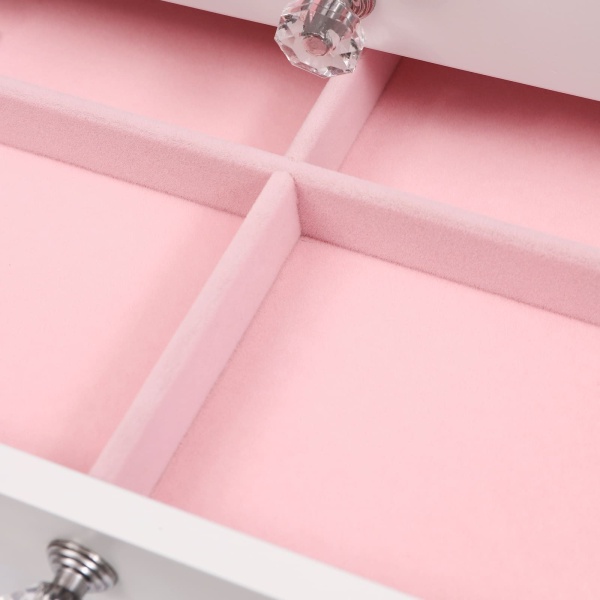 7 niveaux Grande boîte à bijoux avec couvercle en verre, 5 tiroirs, blanc boîte à bijoux pour boucles d'oreilles, colliers, montres, bagues, cadeaux