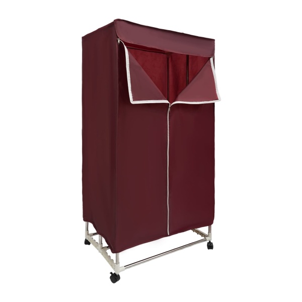 Séchoir électrique 1500 W avec minuterie (0-240 min), télécommande, double couche, design Dryer Machine pour appartements, maison, voyage (rouge vin)