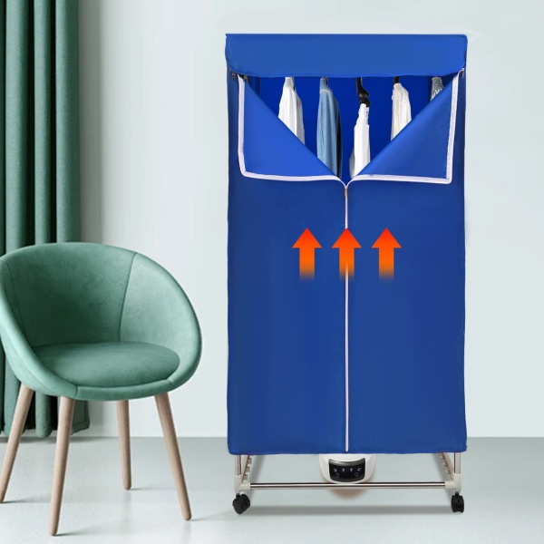 Lave-linge séchant, mini-séchoir portable pour appartements, commande tactile, fonction marche/arrêt et minuterie (bleu)