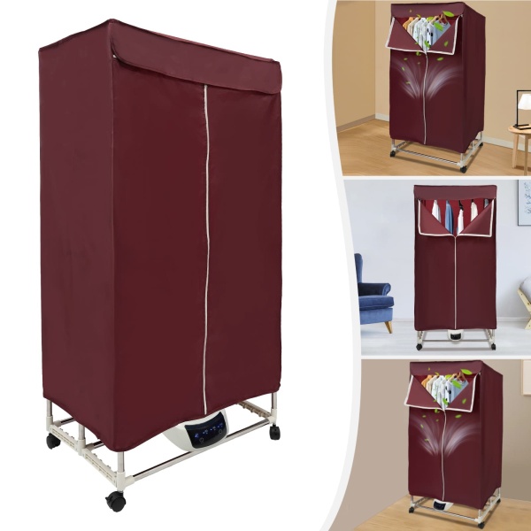 Lave-linge séchant, mini-séchoir portable pour appartements, commande tactile, fonction marche/arrêt et minuterie (rouge vin)