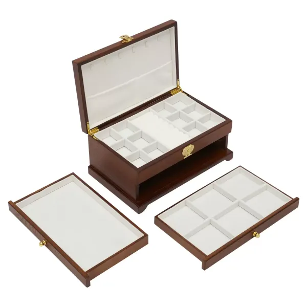 Boîte à bijoux pour femmes, boîte d'organisation de bijoux, boîtes à bijoux pour le stockage des boucles d'oreilles bagues collier bracelet, (3 couches)