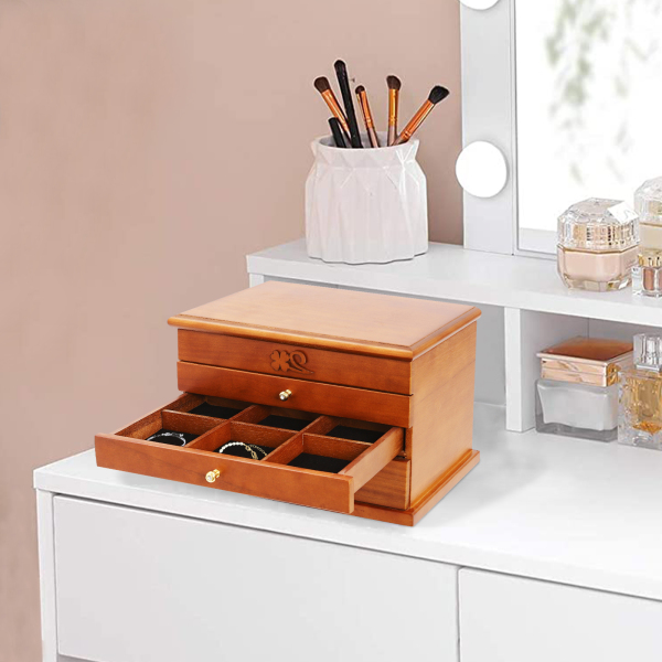 Armoire à bijoux de bureau à 4 niveaux, pour bagues, boucles d'oreilles, rangement de colliers