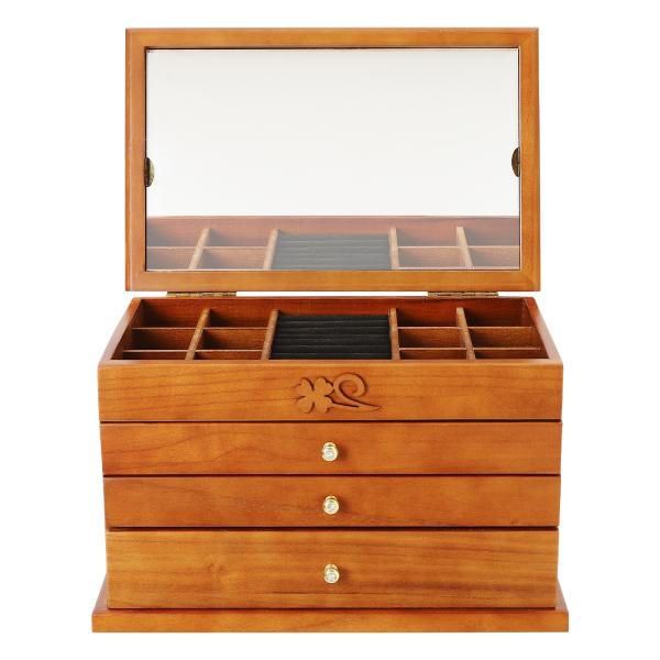 Armoire à bijoux de bureau à 4 niveaux, pour bagues, boucles d'oreilles, rangement de colliers