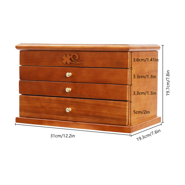 Armoire à bijoux de bureau à 4 niveaux, pour bagues, boucles d'oreilles, rangement de colliers