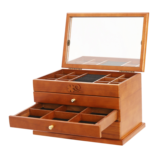 Armoire à bijoux de bureau à 4 niveaux, pour bagues, boucles d'oreilles, rangement de colliers
