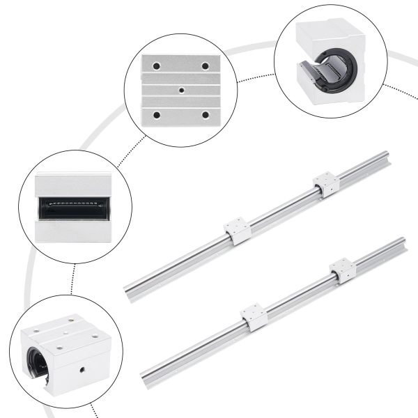 Lot de 2 guides linéaires SBR25 - 1000 mm - Rail coulissant G6 - Haute précision - Avec 4 blocs de roulement SBR25UU - Pour imprimantes 3D DIY