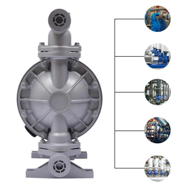 Double entrée de pompe à membrane pneumatique 1/2 pouces 4 sorties en alliage d'aluminium 44 GPM Max 115PSI QBK_40L