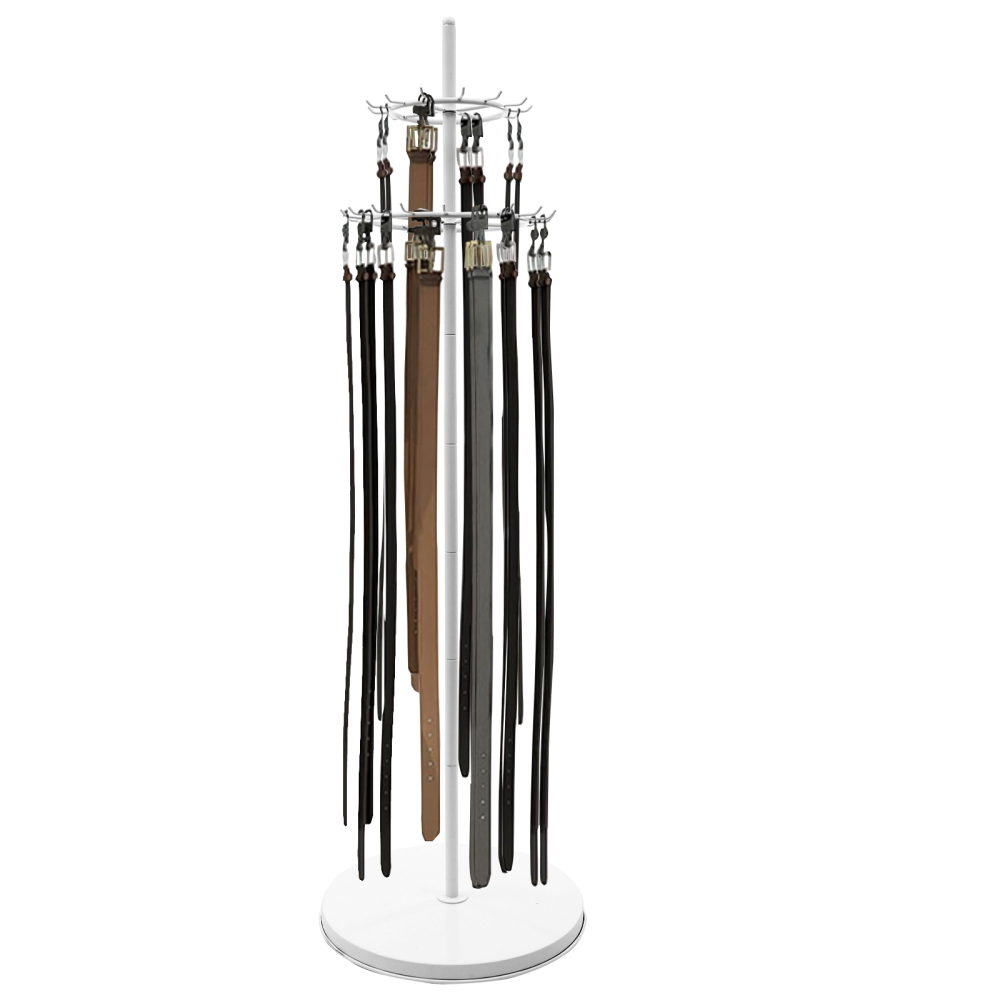 Présentoir pour ceintures - Porte-cravates blanc, support pour ceintures à fixer au sol,