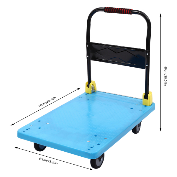 Chariot à main pliable, chariot à main pliable, pliable pour économiser de l'espace, bleu, 400 kg