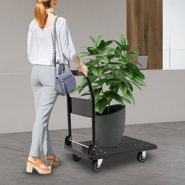 48 x 72 x 85 cm, chariot pliable à roues silencieuses, chariot à main plat