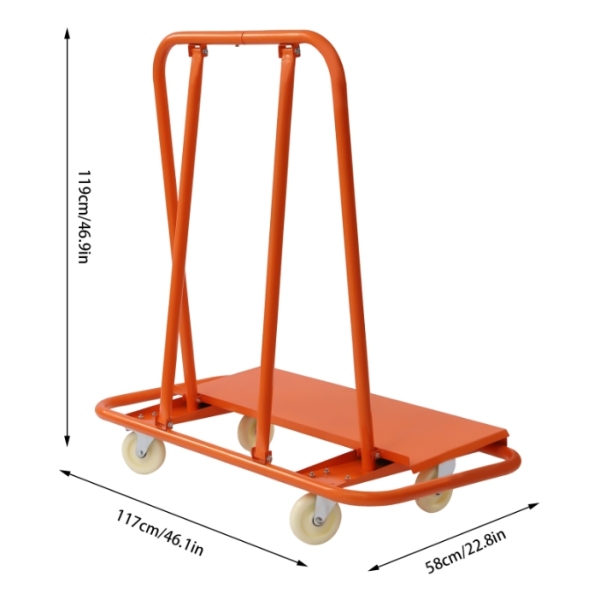 Chariot à panneaux pliants, cloison sèche, pour déplacer des tables pliantes, matelas, cloison sèche, Orange, 1600 lb