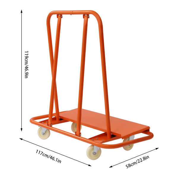 Chariot pour cloisons sèches, capacité de charge 2200 LBS, robuste avec quatre roues