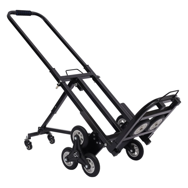 Diable pliable 150 kg - Chariot de transport en acier - Accoudoir réglable en hauteur - Chariot d'escalier avec 10 roues
