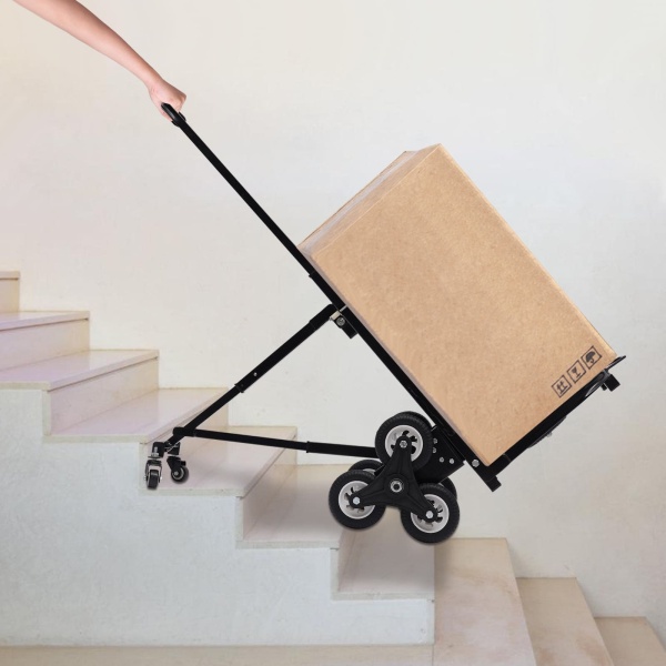 Diable pliable 150 kg - Chariot de transport en acier - Accoudoir réglable en hauteur - Chariot d'escalier avec 10 roues Diable pliable 150 kg - Chariot de transport en acier - Accoudoir réglable en hauteur - Chariot d'escalier avec 10 roues