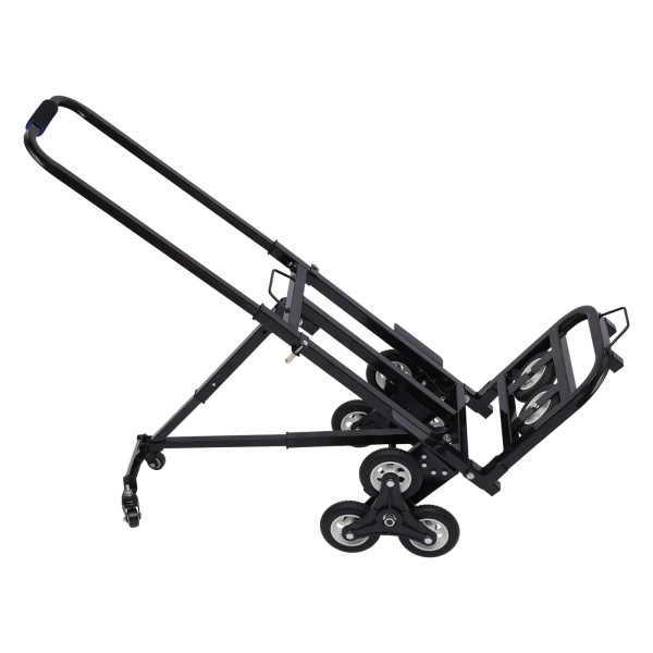 Diable pliable 150 kg - Chariot de transport en acier - Accoudoir réglable en hauteur - Chariot d'escalier avec 10 roues
