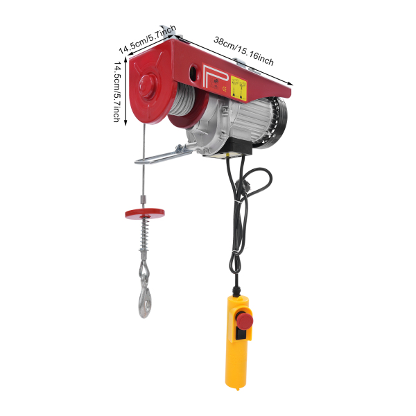 Palan électrique à câble métallique de 600 kg avec arrêt d'urgence de 12 m, palan électrique avec télécommande à câble, palan électrique pour garage, entrepôts Palan électrique à câble métallique de 600 kg avec arrêt d'urgence de 12 m, palan électrique avec télécommande à câble, palan électrique pour garage, entrepôts